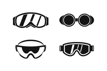 Protect glasses icon set, simple style