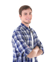 Attractive young man on white background