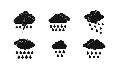 Rainy cloud icon set, simple style