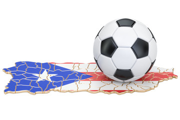 Football ball with map of Puerto Rico concept, 3D rendering