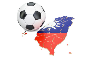 Fototapeta premium Football ball with map of Taiwan concept, 3D rendering