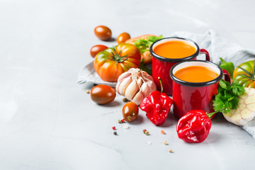 Tomato pepper soup gazpacho with garlic