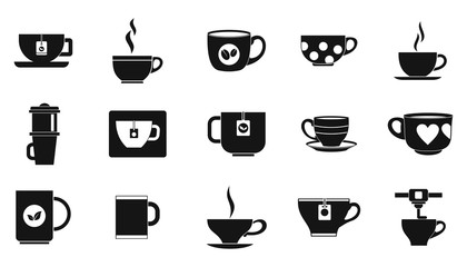 Cup icon set, simple style