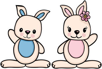 Little boy and girl bunny
