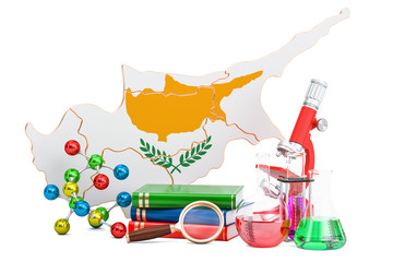Scientific research in Cyprus concept, 3D rendering