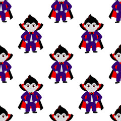 Abstract seamless pattern for girls or boys. Creative vector background with dracula, vampire, halloween. Funny wallpaper for textile and fabric. Fashion style. Colorful bright picture for children