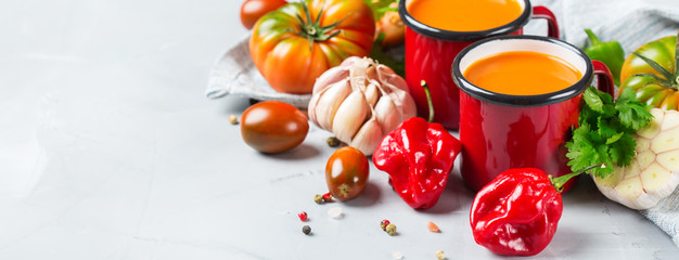 Tomato pepper soup gazpacho with garlic