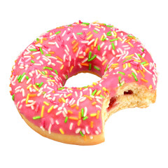 Pink donut isolated