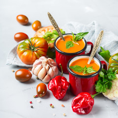 Tomato pepper soup gazpacho with garlic