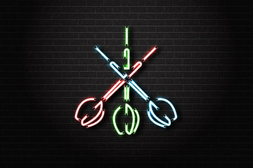 Fototapeta premium Vector realistic isolated neon sign of Darts for decoration and covering on the wall background. Concept of sport game and darts club.