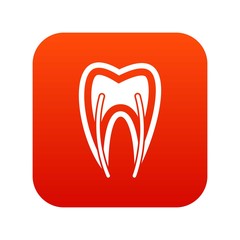Tooth cross section icon digital red