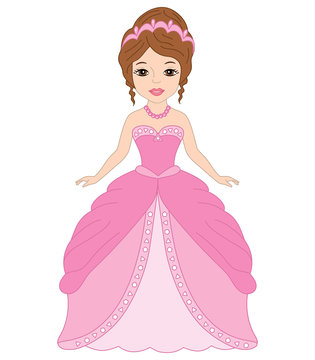 Vector Beautiful Princess in Pink Dress