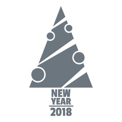 Modern christmas tree logo, simple gray style
