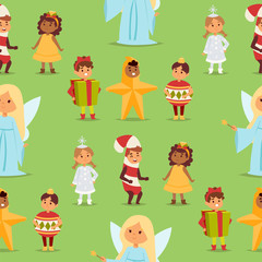 Illustration of Christmas carnival costume kids vector.