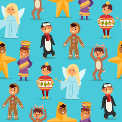 Illustration of Christmas carnival costume kids vector.