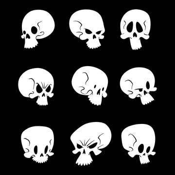 Skull bones human face halloween horror crossbones fear scary vector illustration isolated on background.