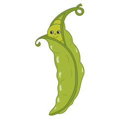 Vector Cartoon Green Peas in Pod 