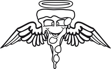 tot engel himmel gestorben lieb flügel heiligenschein süß niedlich baby kind gesicht teil stück pizza rund groß comic cartoon clipart salami