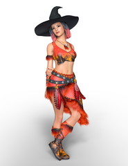 魔女コスチュームの女性