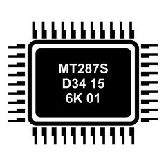 Micro microchip icon, simple black style