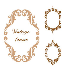Collection elegance vintage style frame for your design. Creative hand drawn frame set traced from own sketch