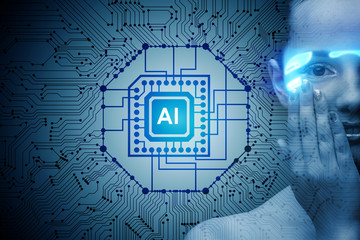 Artificial intelligence concept with woman