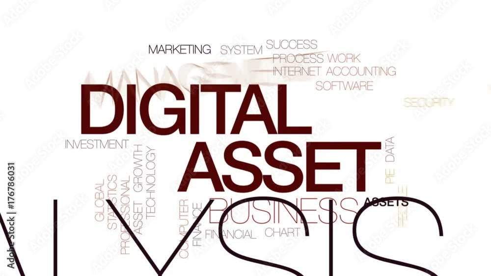 Poster digital asset animated word cloud, text design animation. kinetic typography.