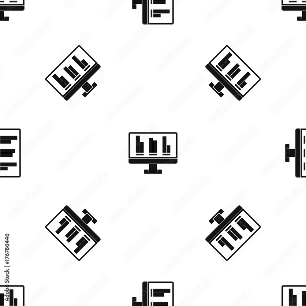 Aufkleber business graph at computer screen pattern seamless black