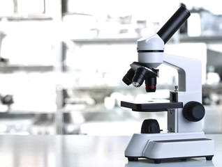 Microscope with sample in lab