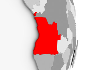 Fototapeta premium Angola on grey political globe