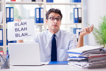 Young businessman in effective communication concept