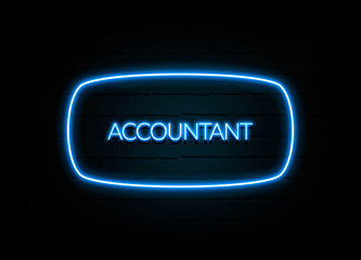 Accountant  - colorful Neon Sign on brickwall