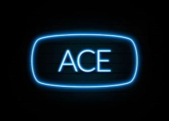 Ace  - colorful Neon Sign on brickwall