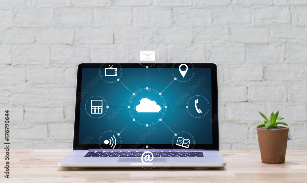 Poster cloud computing diagram network data storage technology service