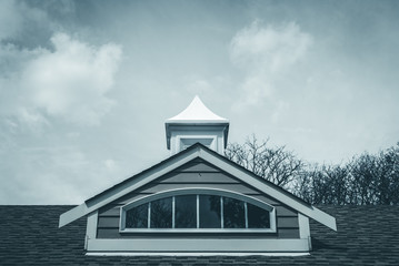 Dormer window isolated. Rooftop window arch. Rooftop design. Architectural roof design....