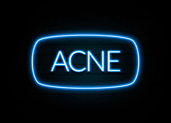Acne  - colorful Neon Sign on brickwall