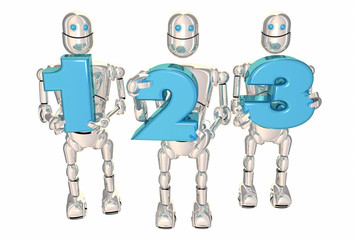 123 Easy Simple Steps Process System Robot Numbers 3d Illustration