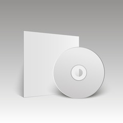 Blank white compact disk. Mock up. CD disk. Vector illustration