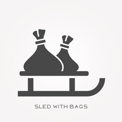 Silhouette icon sled with bags