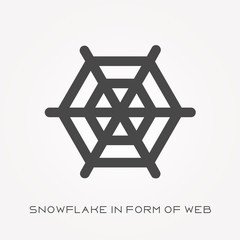 Silhouette icon snowflake in form of web