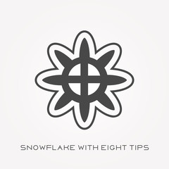 Silhouette icon snowflake with eight tips
