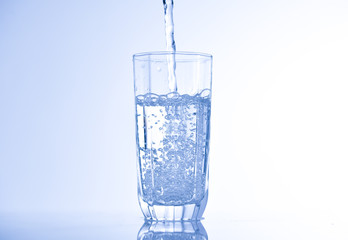 pouring water into glass