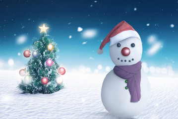 Jack frost with christmas tree background