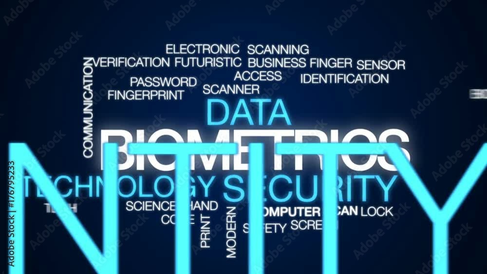 Poster biometrics animated word cloud, text design animation.