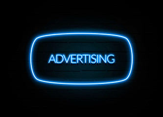 Advertising  - colorful Neon Sign on brickwall