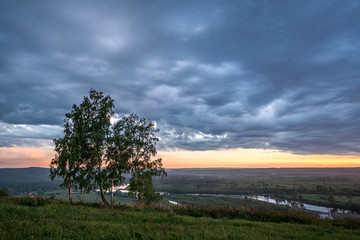 Fototapeta na wymiar Beautiful sunset over the Irkut River