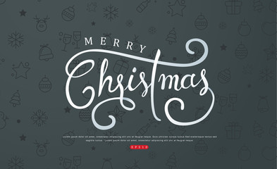 Fototapeta na wymiar Merry christmas with calligraphic text.Vector illustration template.greeting cards.