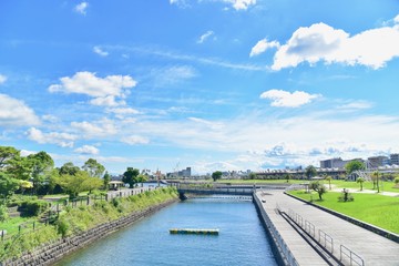 Fototapeta premium Scenery Around Kagoshima Port on a Sunny Day