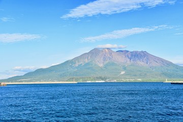 Beautiful View of Kinko Bay with Sakurajima Volcano in Kagoshima Prefecture