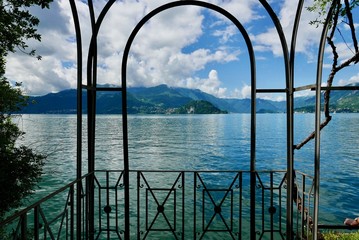 View out to Lake como from Garden in Varenna